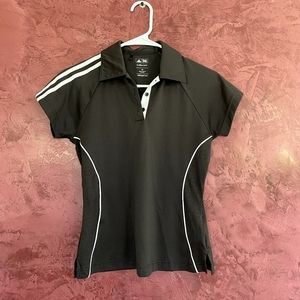 Adidas Girls Black/White Collared Golf Shirt